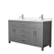 Wyndham Beckett 60" Double Bathroom Vanity In Dark Gray Carrara Cultured Marble Countertop Undermount Square Sinks And No Mirror WCG242460DKGCCUNSMXX