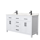 Wyndham Beckett 60" Double Bathroom Vanity In White Carrara Cultured Marble Countertop Undermount Square Sinks Black Trims And No Mirror WCG242460DWBCCUNSMXX