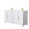 Wyndham Beckett 60" Double Bathroom Vanity In White Carrara Cultured Marble Countertop Undermount Square Sinks Brushed Gold Trims And No Mirror WCG242460DWGCCUNSMXX