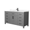 Wyndham Beckett 60" Single Bathroom Vanity In Dark Gray Carrara Cultured Marble Countertop Undermount Square Sink Matte Black Trim WCG242460SGBCCUNSMXX