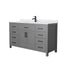 Wyndham Beckett 60" Single Bathroom Vanity In Dark Gray White Cultured Marble Countertop Undermount Square Sink Matte Black Trim WCG242460SGBWCUNSMXX