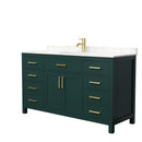 Wyndham Beckett 60" Single Bathroom Vanity In Green Carrara Cultured Marble Countertop Undermount Square Sink Brushed Gold Trim WCG242460SGDCCUNSMXX