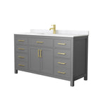 Wyndham Beckett 60" Single Bathroom Vanity In Dark Gray Carrara Cultured Marble Countertop Undermount Square Sink Brushed Gold Trim WCG242460SGGCCUNSMXX