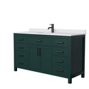 Wyndham Beckett 60" Single Bathroom Vanity In Green White Cultured Marble Countertop Undermount Square Sink Matte Black Trim WCG242460SGKWCUNSMXX