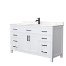 Wyndham Beckett 60" Single Bathroom Vanity In White Carrara Cultured Marble Countertop Undermount Square Sink Black Trims And No Mirror WCG242460SWBCCUNSMXX