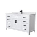 Wyndham Beckett 60" Single Bathroom Vanity In White White Cultured Marble Countertop Undermount Square Sink Black Trims And No Mirror WCG242460SWBWCUNSMXX