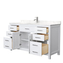 Wyndham Beckett 60" Single Bathroom Vanity In White Carrara Cultured Marble Countertop Undermount Square Sink and No Mirror WCG242460SWHCCUNSMXX