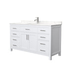 Wyndham Beckett 60" Single Bathroom Vanity In White Carrara Cultured Marble Countertop Undermount Square Sink And No Mirror WCG242460SWHCCUNSMXX