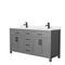 Wyndham Beckett 66" Double Bathroom Vanity In Dark Gray Carrara Cultured Marble Countertop Undermount Square Sinks Matte Black Trim WCG242466DGBCCUNSMXX