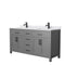 Wyndham Beckett 66" Double Bathroom Vanity In Dark Gray White Cultured Marble Countertop Undermount Square Sinks Matte Black Trim WCG242466DGBWCUNSMXX