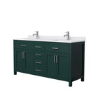 Wyndham Beckett 66" Double Bathroom Vanity In Green White Cultured Marble Countertop Undermount Square Sinks Brushed Nickel Trim WCG242466DGEWCUNSMXX