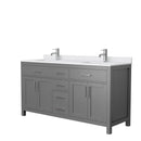 Wyndham Beckett 66" Double Bathroom Vanity In Dark Gray White Cultured Marble Countertop Undermount Square Sinks And No Mirror WCG242466DKGWCUNSMXX