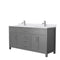 Wyndham Beckett 66" Double Bathroom Vanity In Dark Gray White Cultured Marble Countertop Undermount Square Sinks And No Mirror WCG242466DKGWCUNSMXX