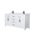 Wyndham Beckett 66" Double Bathroom Vanity In White White Cultured Marble Countertop Undermount Square Sinks Black Trims And No Mirror WCG242466DWBWCUNSMXX