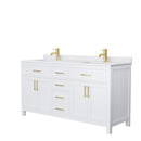 Wyndham Beckett 66" Double Bathroom Vanity In White White Cultured Marble Countertop Undermount Square Sinks Brushed Gold Trims And No Mirror WCG242466DWGWCUNSMXX