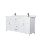 Wyndham Beckett 66" Double Bathroom Vanity In White Carrara Cultured Marble Countertop Undermount Square Sinks And No Mirror WCG242466DWHCCUNSMXX