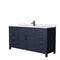 Wyndham Beckett 66" Single Bathroom Vanity In Dark Blue White Cultured Marble Countertop Undermount Square Sink Matte Black Trim WCG242466SBBWCUNSMXX