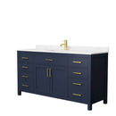 Wyndham Beckett 66" Single Bathroom Vanity In Dark Blue Carrara Cultured Marble Countertop Undermount Square Sink And No Mirror WCG242466SBLCCUNSMXX