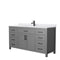 Wyndham Beckett 66" Single Bathroom Vanity In Dark Gray White Cultured Marble Countertop Undermount Square Sink Matte Black Trim WCG242466SGBWCUNSMXX