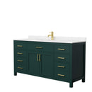 Wyndham Beckett 66" Single Bathroom Vanity In Green Carrara Cultured Marble Countertop Undermount Square Sink Brushed Gold Trim WCG242466SGDCCUNSMXX