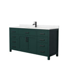 Wyndham Beckett 66" Single Bathroom Vanity In Green Carrara Cultured Marble Countertop Undermount Square Sink Matte Black Trim WCG242466SGKCCUNSMXX