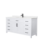 Wyndham Beckett 66" Single Bathroom Vanity In White Carrara Cultured Marble Countertop Undermount Square Sink Black Trims And No Mirror WCG242466SWBCCUNSMXX