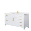 Wyndham Beckett 66" Single Bathroom Vanity In White Carrara Cultured Marble Countertop Undermount Square Sink Brushed Gold Trims And No Mirror WCG242466SWGCCUNSMXX