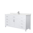 Wyndham Beckett 66" Single Bathroom Vanity In White Carrara Cultured Marble Countertop Undermount Square Sink And No Mirror WCG242466SWHCCUNSMXX