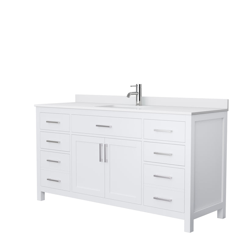 Wyndham Beckett 66" Single Bathroom Vanity In White White Cultured Marble Countertop Undermount Square Sink And No Mirror WCG242466SWHWCUNSMXX