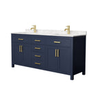 Wyndham Beckett 72" Double Bathroom Vanity In Dark Blue Carrara Cultured Marble Countertop Undermount Square Sinks And No Mirror WCG242472DBLCCUNSMXX