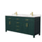 Wyndham Beckett 72" Double Bathroom Vanity In Green Carrara Cultured Marble Countertop Undermount Square Sinks Brushed Gold Trim WCG242472DGDCCUNSMXX