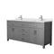 Wyndham Beckett 72" Double Bathroom Vanity In Dark Gray White Cultured Marble Countertop Undermount Square Sinks And No Mirror WCG242472DKGWCUNSMXX