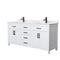 Wyndham Beckett 72" Double Bathroom Vanity In White Carrara Cultured Marble Countertop Undermount Square Sinks Black Trims And No Mirror WCG242472DWBCCUNSMXX