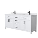 Wyndham Beckett 72" Double Bathroom Vanity In White White Cultured Marble Countertop Undermount Square Sinks Black Trims And No Mirror WCG242472DWBWCUNSMXX