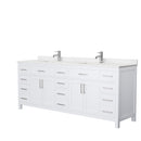 Wyndham Beckett 84" Double Bathroom Vanity In White Carrara Cultured Marble Countertop Undermount Square Sinks And No Mirror WCG242484DWHCCUNSMXX