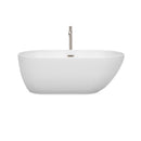 Wyndham Melissa 60" Freestanding Bathtub in White with Floor Mounted Faucet Drain and Overflow Trim in Brushed Nickel WCOBT100060ATP11BN