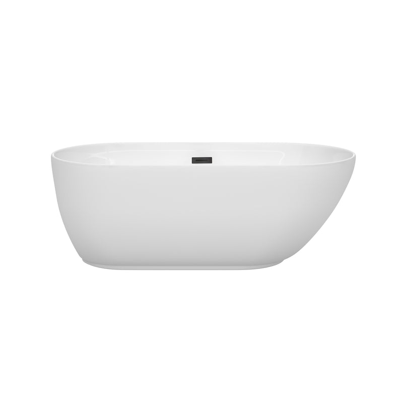 Wyndham Melissa 60" Soaking Bathtub in White with Matte Black Trim WCOBT100060MBTRIM