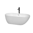 Wyndham Melissa 60" Soaking Bathtub In White With Polished Chrome Trim And Floor Mounted Faucet In Matte Black WCOBT100060PCATPBK