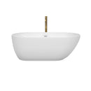 Wyndham Melissa 60" Soaking Bathtub in White with Shiny White Trim and Floor Mounted Faucet in Brushed Gold WCOBT100060SWATPGD