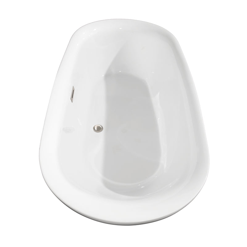 Wyndham Melissa 65" Freestanding Bathtub in White with Brushed Nickel Drain and Overflow Trim WCOBT100065BNTRIM