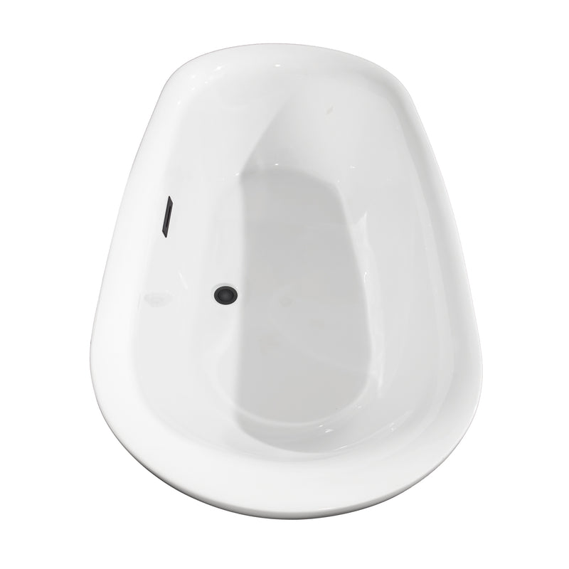 Wyndham Melissa 65" Freestanding Bathtub in White with Matte Black Drain and Overflow Trim WCOBT100065MBTRIM