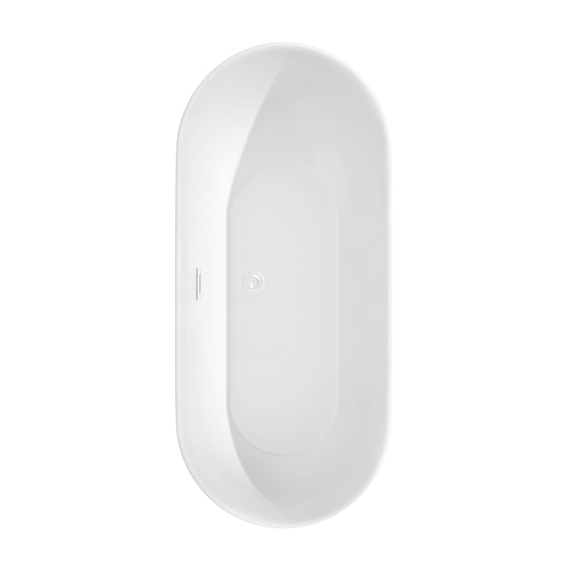 Wyndham Melissa 65" Freestanding Bathtub in White with Shiny White Drain and Overflow Trim WCOBT100065SWTRIM