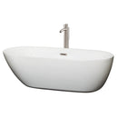 Wyndham Melissa 71" Freestanding Bathtub In White With Floor Mounted Faucet Drain And Overflow Trim In Brushed Nickel WCOBT100071ATP11BN