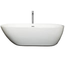 Wyndham Melissa 71" Freestanding Bathtub in White with Floor Mounted Faucet Drain and Overflow Trim in Polished Chrome WCOBT100071ATP11PC