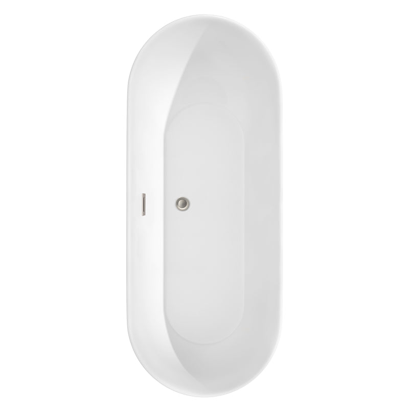 Wyndham Melissa 71" Freestanding Bathtub in White with Brushed Nickel Drain and Overflow Trim WCOBT100071BNTRIM