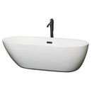 Wyndham Melissa 71" Soaking Bathtub In White With Floor Mounted Faucet Drain And Overflow Trim In Matte Black WCOBT100071MBATPBK