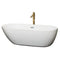 Wyndham Melissa 71" Soaking Bathtub In White With Polished Chrome Trim And Floor Mounted Faucet In Brushed Gold WCOBT100071PCATPGD