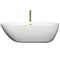 Wyndham Melissa 71" Soaking Bathtub in White with Polished Chrome Trim and Floor Mounted Faucet in Brushed Gold WCOBT100071PCATPGD