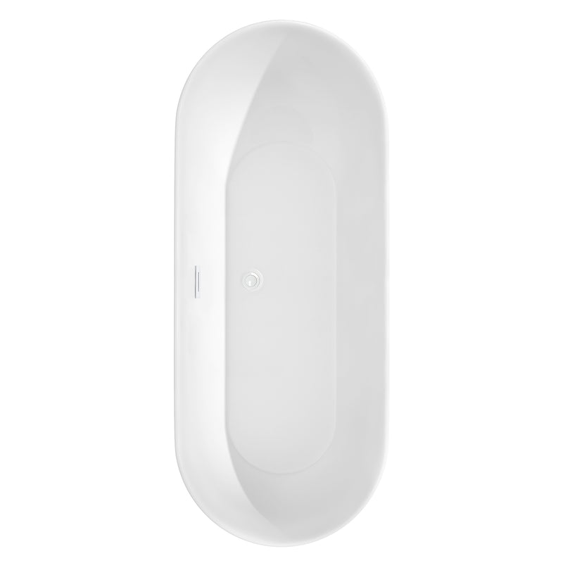 Wyndham Melissa 71" Freestanding Bathtub in White with Shiny White Drain and Overflow Trim WCOBT100071SWTRIM