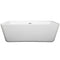 Wyndham Emily 69" Freestanding Bathtub in White with Polished Chrome Drain and Overflow Trim WCOBT100169